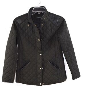 Ralph Lauren quilted black winter coat , front pockets , size small